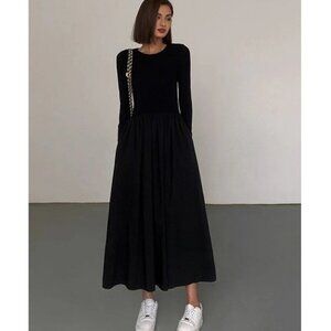 Commense Leisure Pockets Long Sleeve Long Dress NWT, Size M